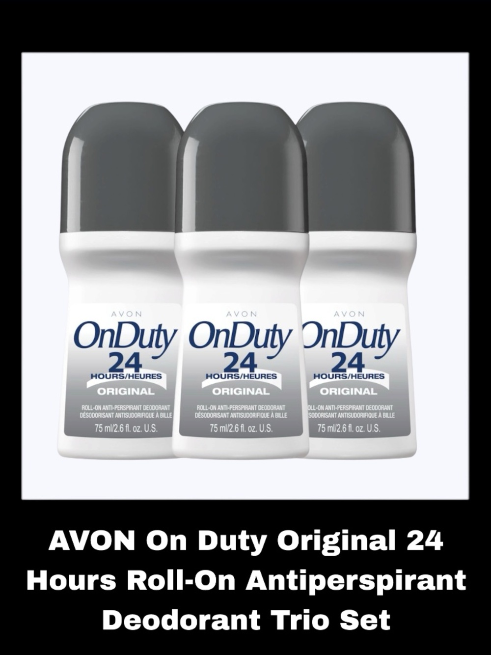 AVON On Duty Original 24 Hours Roll-On Antiperspirant Deodorant Trio Set